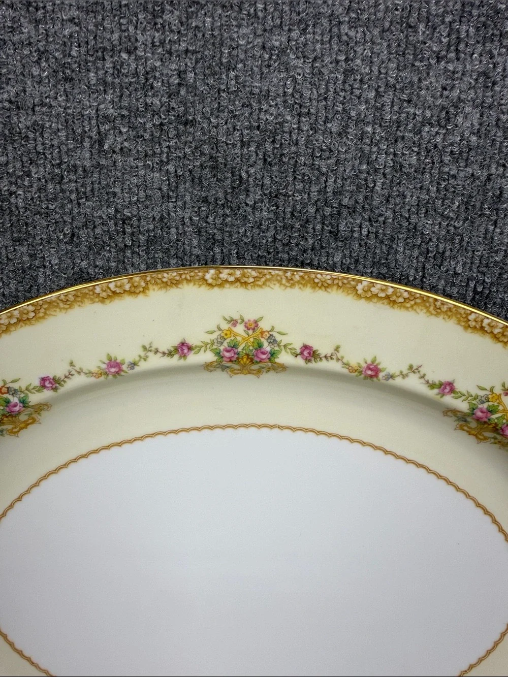 Noritake Ireland Mirabelle 3843 Large Platter Floral Clusters with Gold Trim
